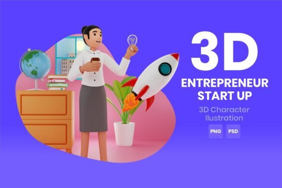 Download Entrepreneur Startup 3D Character - Premium Resources