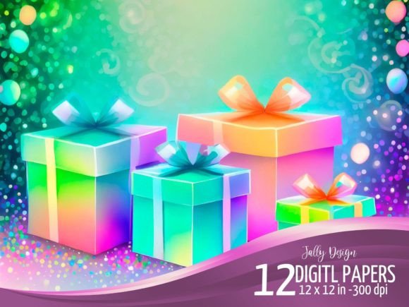 Download Colorful Neon Birthday Present Graphics - Graphic Collection