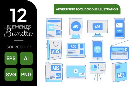 Download Advertising Tool Doodle Illustration - Advertising Collection