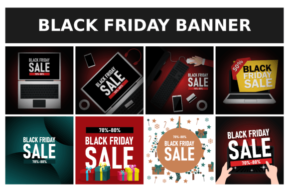 Download Set of Black Friday Advertising Banners - Advertising Collection