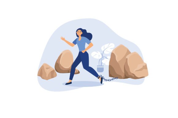 Download Businesswoman Carrying a Big Rock. - Premium Resources